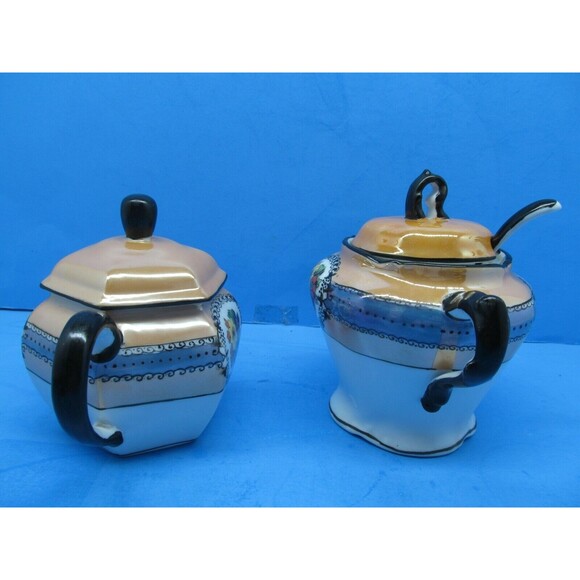 Noritake Morimura Hand Painted Sugar Bowl And Creamer Set - Picture 4 of 12